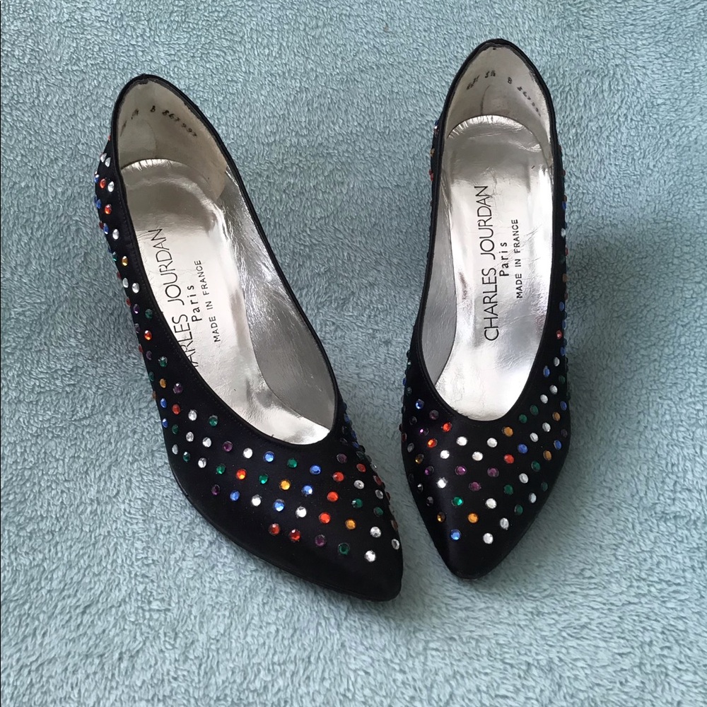Vintage Charles Jourdan Jeweled Pumps